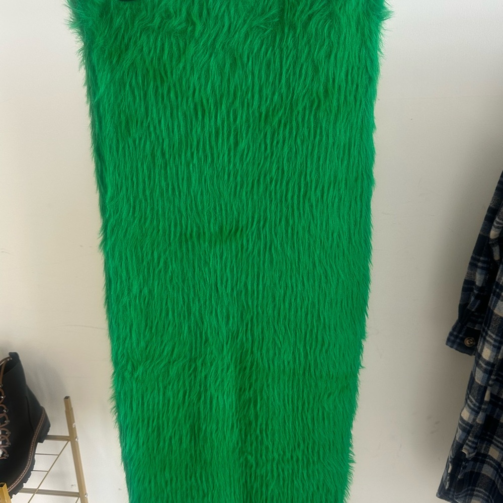 Forever 21 Green Faux Fur Pencil Skirt